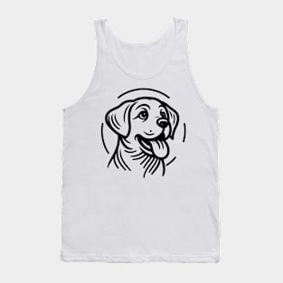 Line art black and white dog Tank Top